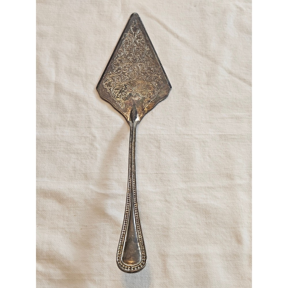 Vintage Ornate Silver Plated Cake Server Pie‎ Floral Engraved Serving Utensil